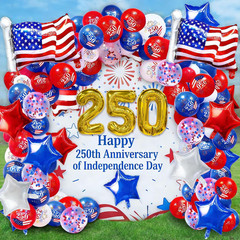 104 PCS Red White and Blue Balloon Garland Arch Kit, 4Th of July Balloon Arch Ki