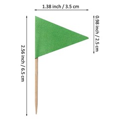 100 Pcs Solid Green Toothpick Flags Small Mini Plain Green Color Triangle Stick