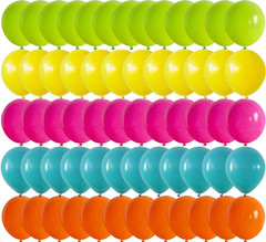 Summer Tropical Balloon Kit Hot Pink Green Blue Orange Yellow Latex Rainbow Ball