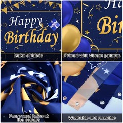 Blue and Gold Birthday Decorations for Men Women, Happy Birthday Decorations …
