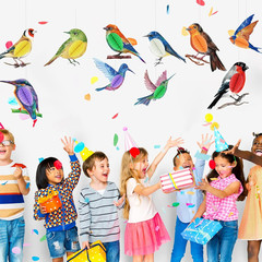 10 Pcs Bird Party Decorations Tropical Bird Honeycomb Paper Cutouts Jungle Rainf