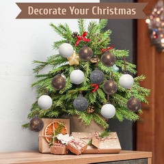 12pcs Neutral Christmas Ornaments 2.36in Velvet Hanging Balls Rustic Tree Decor