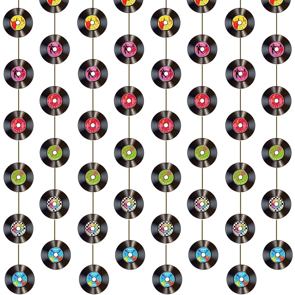 Cindeer 8 Pieces Rock and Roll Party Decorations Retro Record Party Garlands …