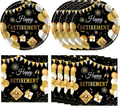 40PCS Retirement Decorations for Men Happy Retirement Decorations Plates