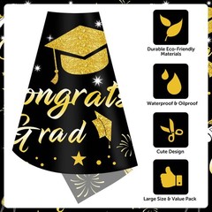 Graduation Tablecloth Party Decorations 2026, 3 Pack Thick Black and Gold 54″x10