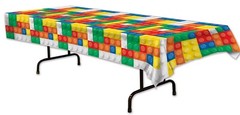Building Blocks Party Decorations Set Multicolor Tablecover, Banner, And Whirls