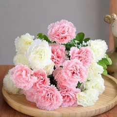 Artificial Carnation Bouquet 10 Heads Silk Floral Arrangement For Home Decor