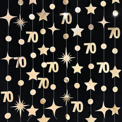 Champagne Gold 70Th Birthday Decorations Number 70 Circle Dot Star Garland Metal