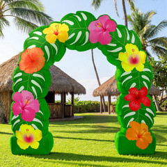 8.2 Ft Tropical Hawaiian Inflatable Arch Summer Luau Party Decoration Monstera L