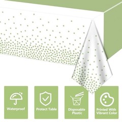 4Pcs Sage Tablecloths – 86.6″x51.2″ Rectangular Dot Table Covers for Home Green