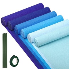 6 Rolls Crepe Paper Streamers, 10 Inch x 8 Feet Flower Making Kits with Floral T