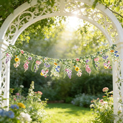 Wildflower Banner Garden Party Flower Spring Summer Reusable Waterproof Garla…