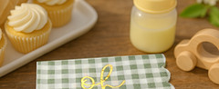Oh Baby’ Baby Shower Decorations, 50 Pack, Gold Oh Baby Napkins in Plaid Sage