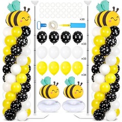 2 Sets Bee Birthday Party Balloon Column Stand Kit With 102 Bumble Bee Foil 5…