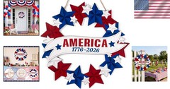 Foldable Wooden Wreath for 250th Anniversary – Perfect Outdoor Patriotic Sign