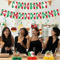 Italian Pizza Party Decorations – 13 Pcs Italy Theme Birthday Set, Buon Complean