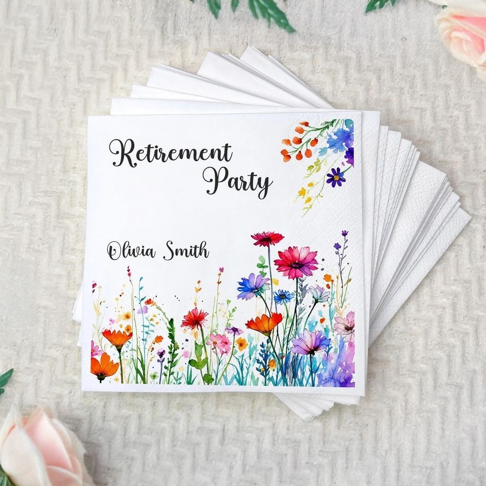 Custom Wildflower Retirement Napkins Personalized Floral Party SATTNA0701
