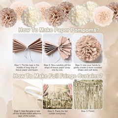 Decoraciones De Cumpleaños En Beige Y Marrón, Dorado Neutro Crema Arena Blanco.