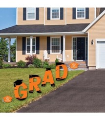 Big Dot of Happiness Orange Graduation Party Yard Signs Outdoor