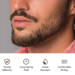 Black Goatee Beard Realistic Fake Beard Mustache for Men, Human Hair Facial H…