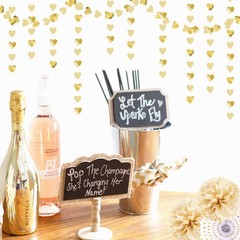 Glitter Champagne-Gold Engagement Party-Decorations Heart-Garland – 52ft Hang…