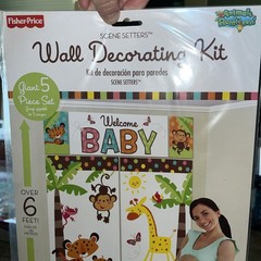 FISHER PRICE BABY SHOWER WALL DECORATING KIT 5pc Welcome Party Supplies Safari