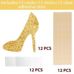12 PCS Glitter Gold High Heel Centerpiece Sticks Stiletto Table Topper Decor
