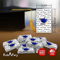 60 Graduation Cap Party Class of 2022 Miniatures Candy Bar Wrapper Blue