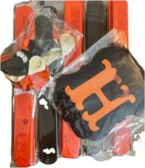 Halloween Party Decorations Pack Black Orange Balloons Banner Paper Pom Poms New