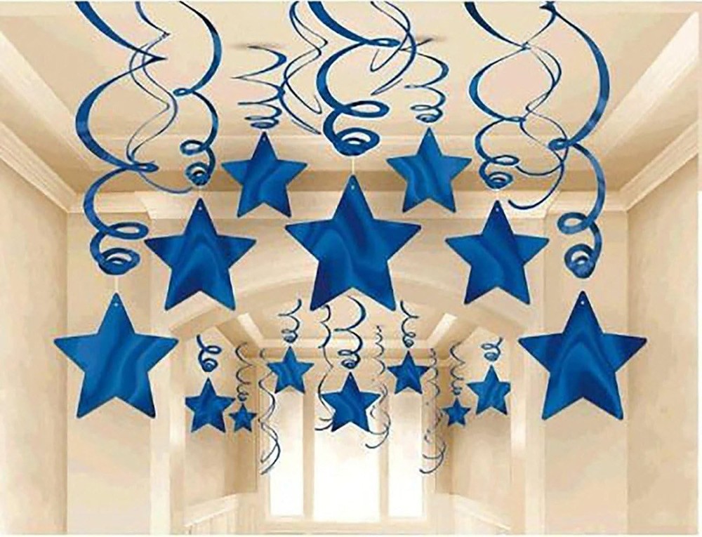 Party Swirl Decorations Hanging Swirl for Ceiling Decorations Blue with Star …