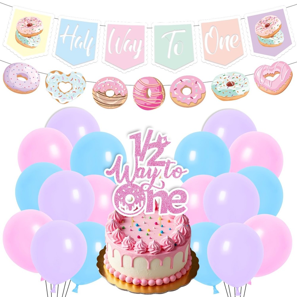 Donut 6 Months Decorations – 21PCS Sweet Donut Half Way Decorations Banners B…