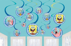 Spongebob Birthday Party Decorations Banner 12Pcs Swirls Patrick Squidward Crabs