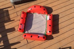 Inflatable Pool Float with Mesh Bottom, Watermelon Design, 4 Tube Floating Ha…