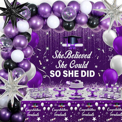 Purple Black 2026 Graduation Decorations for Women Girls – She Believed She Coul
