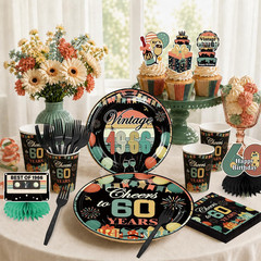221Pcs 60Th Birthday Decorations for Men Women, All-In-One Vintage 1966 Party Su