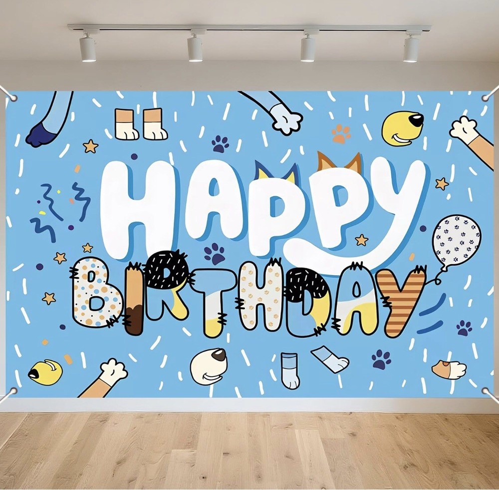 Bluey Birthday Photo Backdrop 5 Ft X 3 Ft