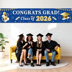 Blue and Gold Graduation Decorations 118 inches x 23.62 inches, Blue&Gold