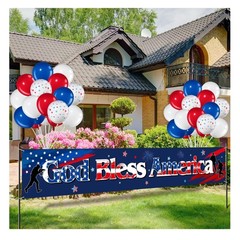 Large 118×19 Inch ‘God Bless America’ Banner with 35 Balloons for 4th of July