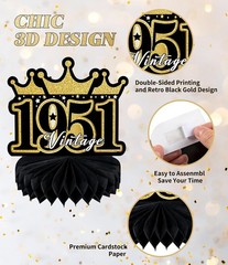 Elegant 9 Pcs 75th Birthday Decorations for Men & Women – Honeycomb Design