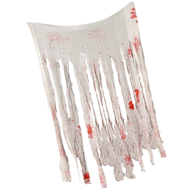 Terrifying Halloween Blood Smeared Door Curtain Soft Fabric, Bloodstained Gauze