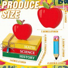 4 Pcs Back to School Table Decor Apple Prop Book Pencil Classroom Decor First Da