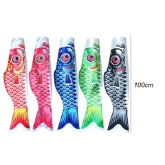 Japanese Carp Windsock Fish Flag Kite Satin 100cm Colorful Garden Ornament