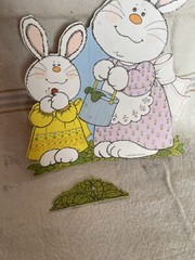 Vintage Hallmark Easter Bunny Table Top Honeycomb Decor Painted Easter Egg