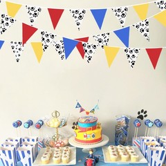 Paw Print Fabric Banner Triangle Pennant Flag Garland Streamers – 32Ft, Red, …