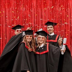 Graduation Backdrop Decorations, Thicken 38.4″W x 98.4″L (Pack of 2) Red 2.5m
