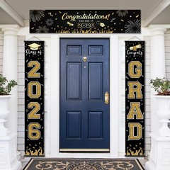 125 PCS Black & Gold Graduation Party Decorations 2026 – Banners, Balloons, Tabl