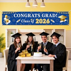 Blue and Gold Graduation Decorations 118 inches x 23.62 inches, Blue&Gold