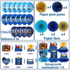 Happy Father’s Day Decorations Set – Fathers Banner, Backdrop, Blue