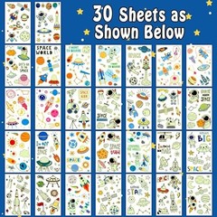 290 Styles (30 Sheets) Luminous Tattoos for Kids Party Decorations, Glow Space
