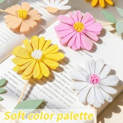 11 PCS Felt Flowers Decorations Daisy Centerpieces Wooden Base Pastel Decor
